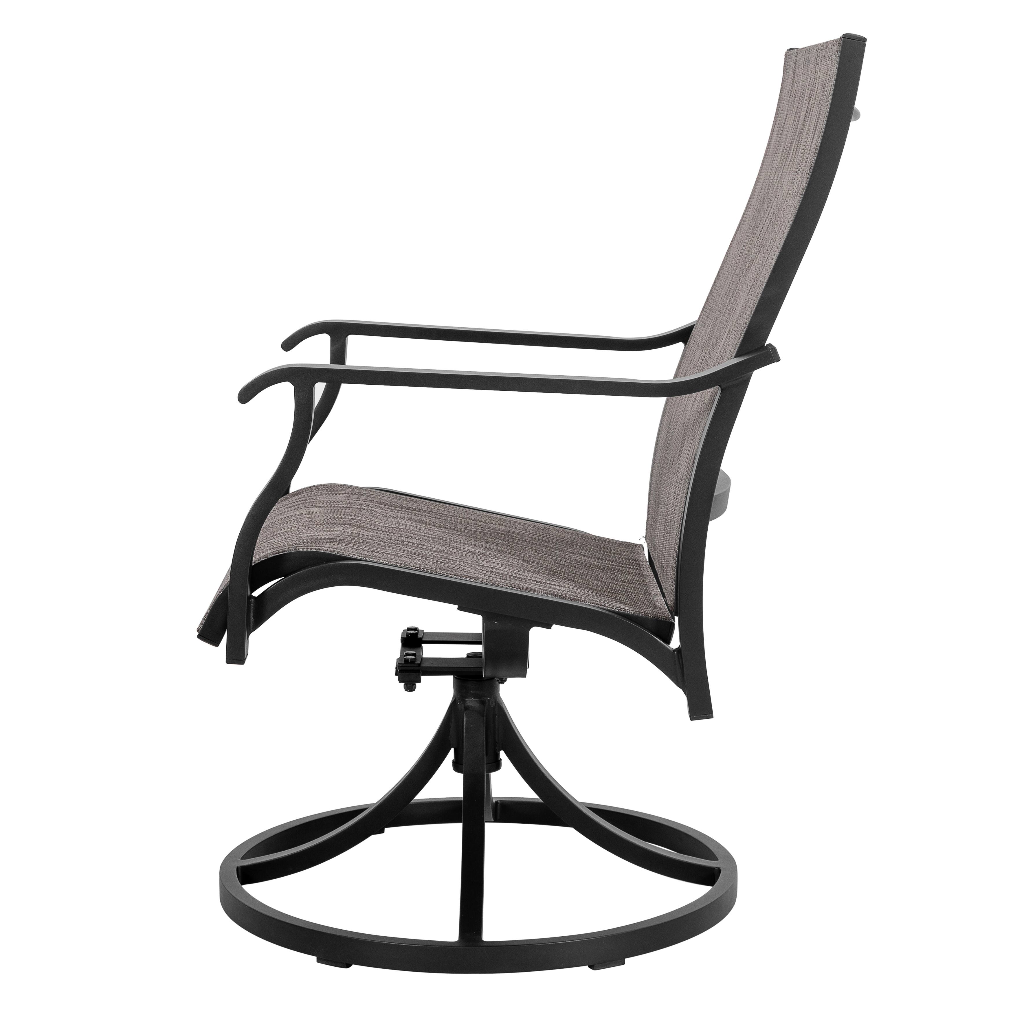 Alt View 8. Nuu Garden - Patio 2-Piece Swivel Dining Chairs, Breathable Textilene and Aluminum Frame - Brown and Black.