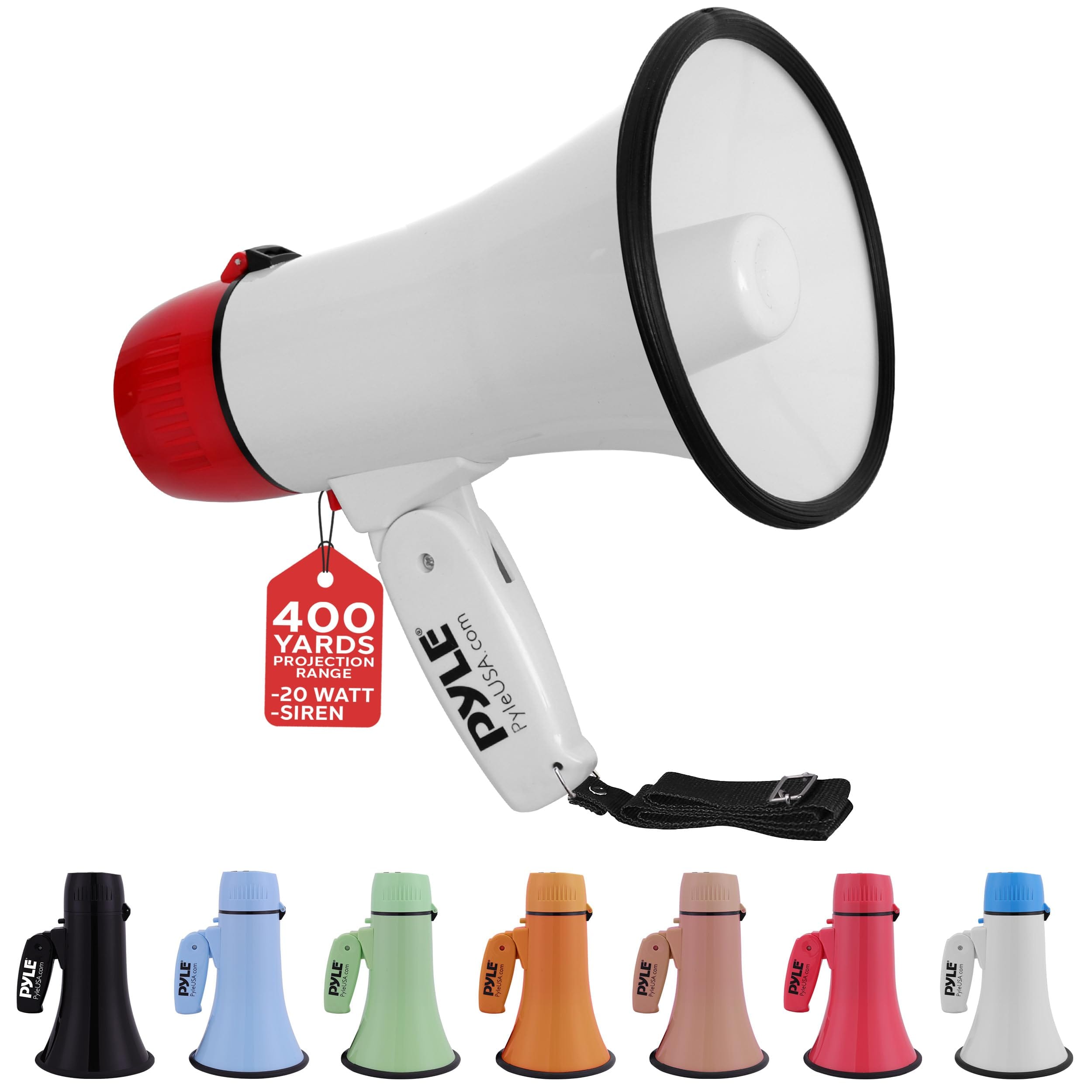 PYLE - 20W Megaphone Bullhorn - Portable, Automatic