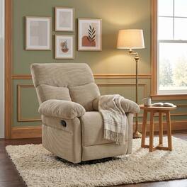 Ropilly - Modern swivel rocker recliner, fabric glider armchair for living room - Camel