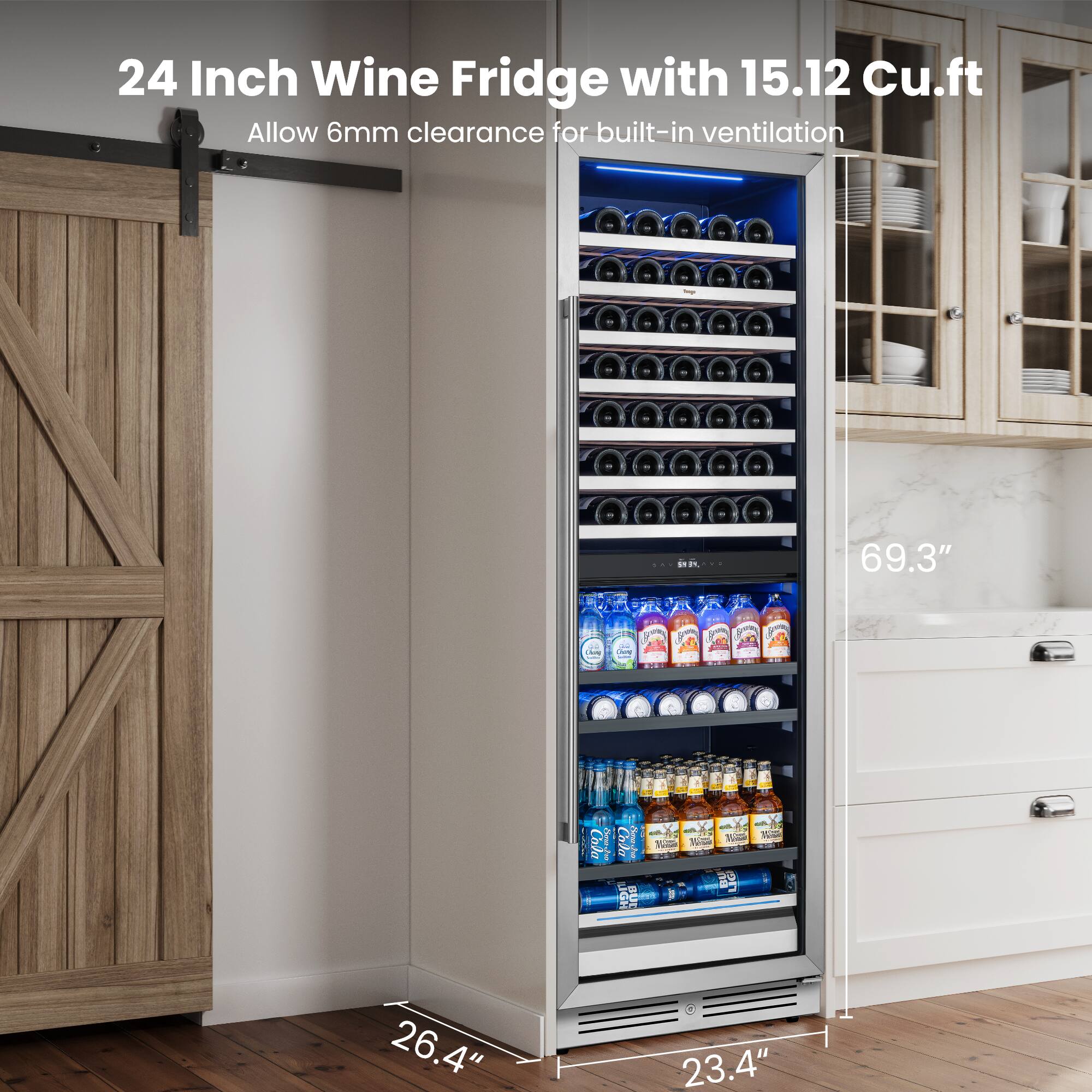 24 Inch Wine Fridge with 15.12 Cu.ft Allow 6mm clearance for built-in ventilation

"SEAS
69.3"
2018
2 BOON 

Cola
Changer
Cola Marwa LIGH 
US Milka Nove Visa View Meso NET NEST LIG FLOM
26.4"
23.4"