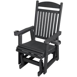 Fortune Candy - HIPS Outdoor Patio Glider with Cup Holders, Heavy Duty 700 LBS Capacity for Porch Yard Garden - Carbon Black