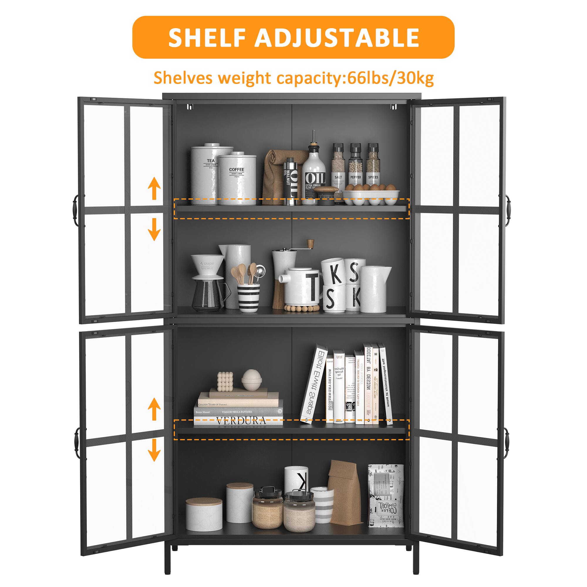 SHELF ADJUSTABLE  
Shelves weight capacity: 66lbs/30kg  

HA COPTEE: WALMIT  
OII - - ad - a d - KIS K S T S K e - I ee ee : | PERDURA Ellott Erwitt : I FROREE Snaps VD : - I I i | cotar F DIM . 1 | I I a 1 K 1