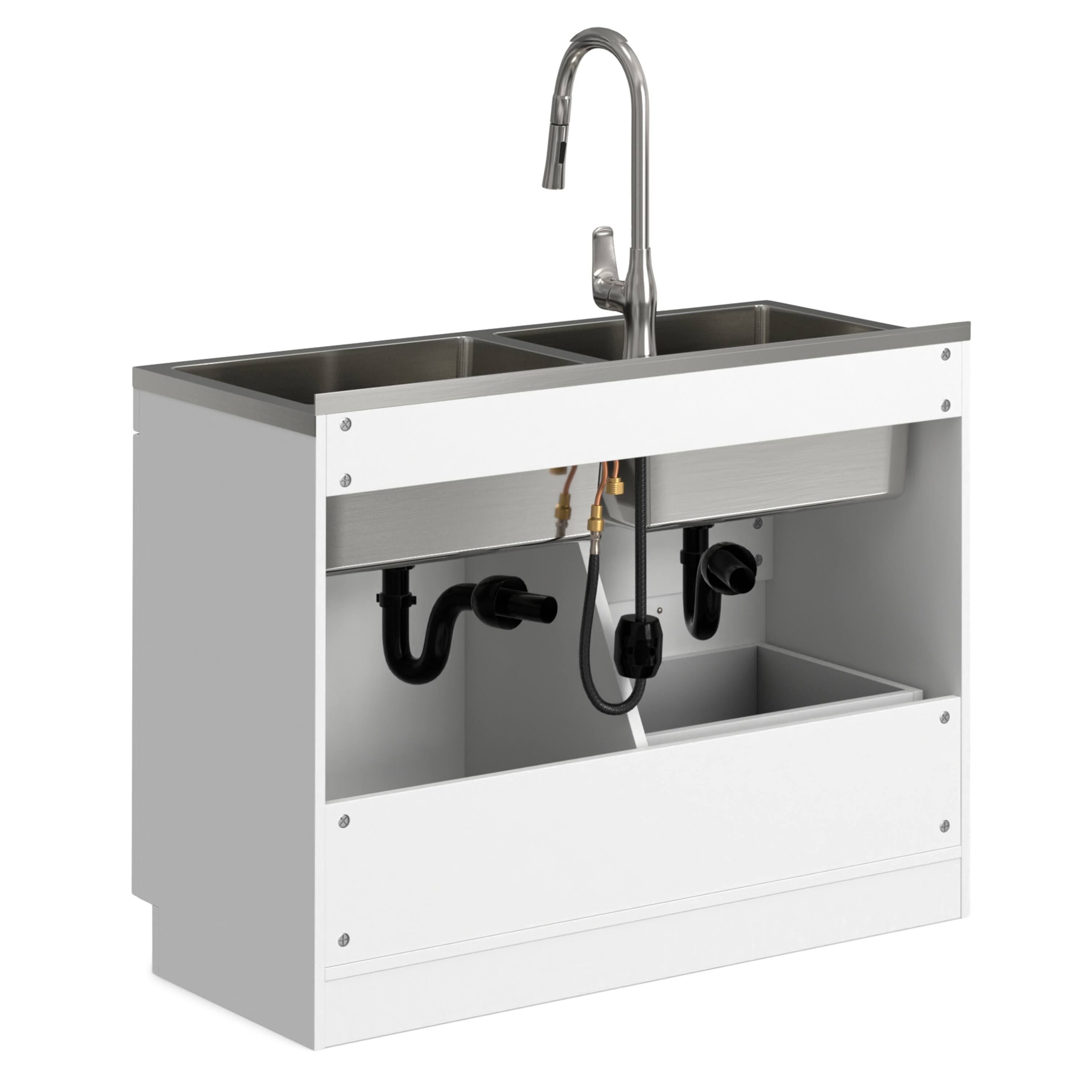Alt View 1. Simpli Home - Darwin All-In-One 46-inch Laundry Utility Sink and Cabinet - Pure White.