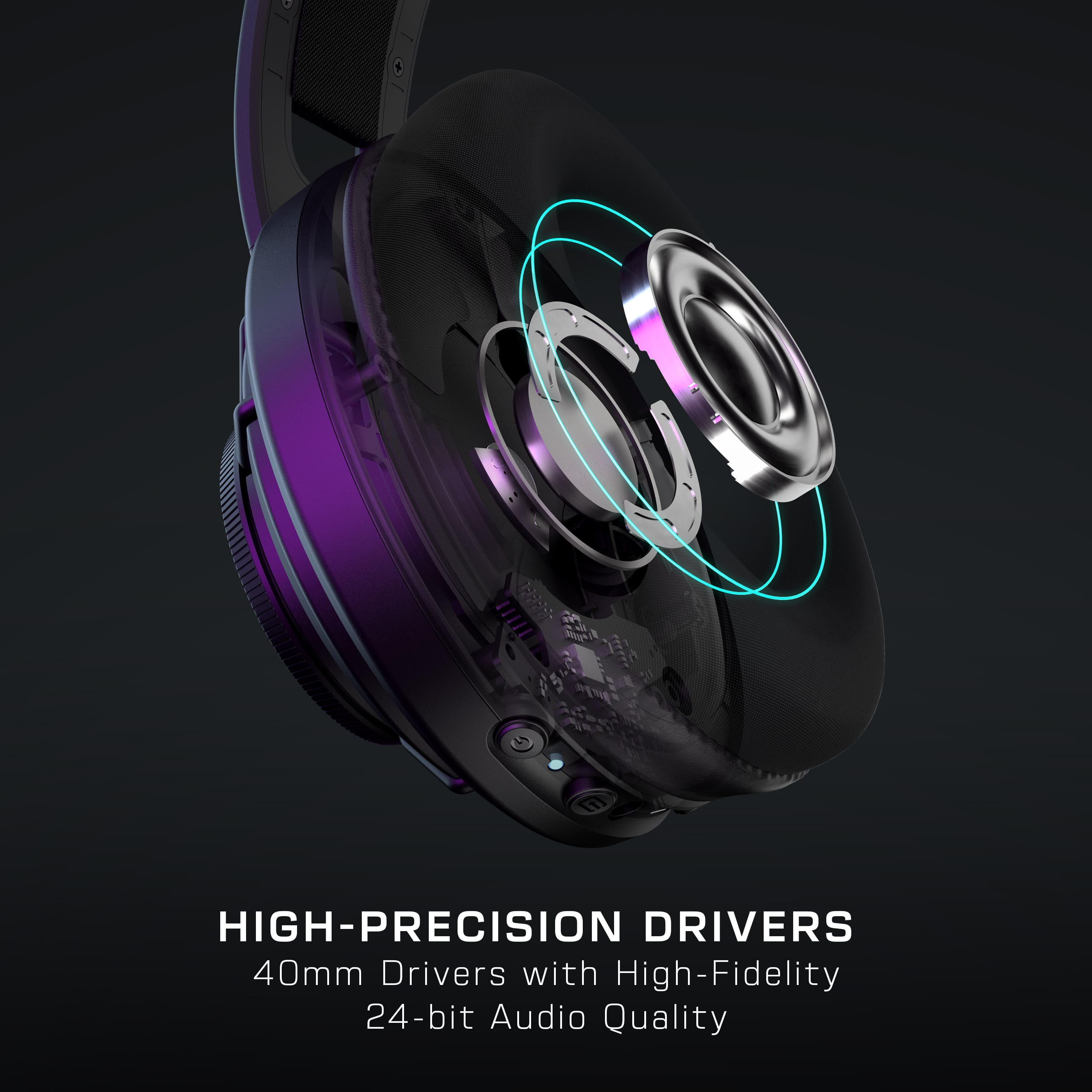 High-Precision Drivers 40mm Drivers with High-Fidelity 24-bit Audio Quality