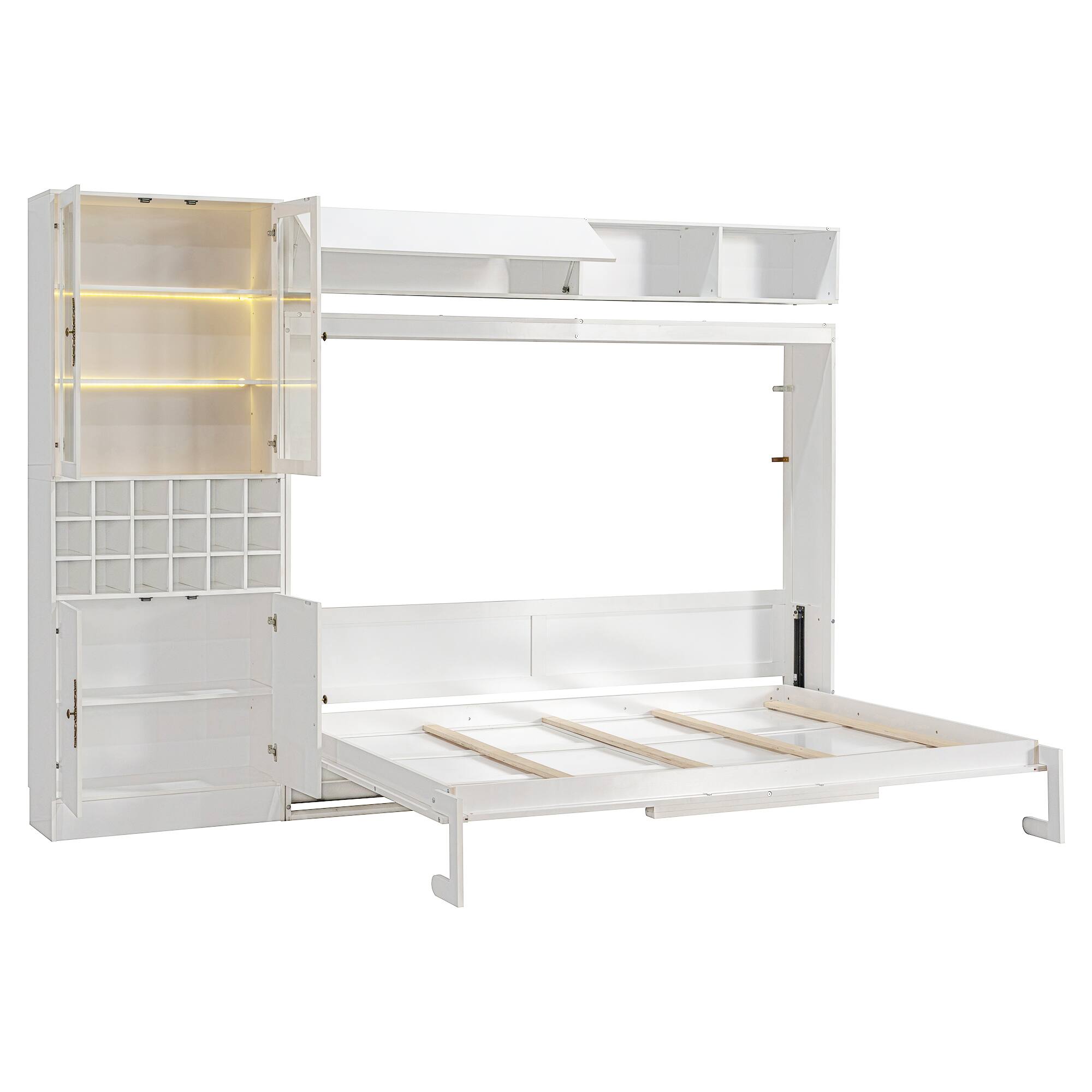 Alt View 1. Anysun - Queen Size Murphy Bed Wall Bed with Sofa , Shelves USB & Light - White.