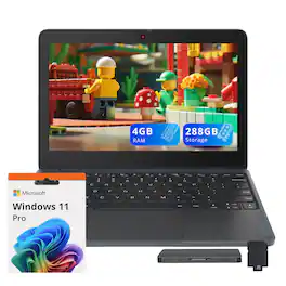 Lenovo - 100w Gen 4 11.6" HD Laptop,Intel N100,4GB LPDDR5,128GB SSD+160GB Dock Station,UHD Graphics,Win 11 Pro - Slate grey