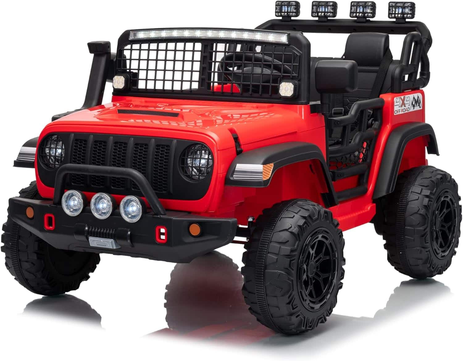 Qeetex - 24V 7Ah 2-Seater Kids Ride on Car with Remote Control,20" Large Seat,2x120W Motors,LED Light,Music,Horn,USB Port - Red