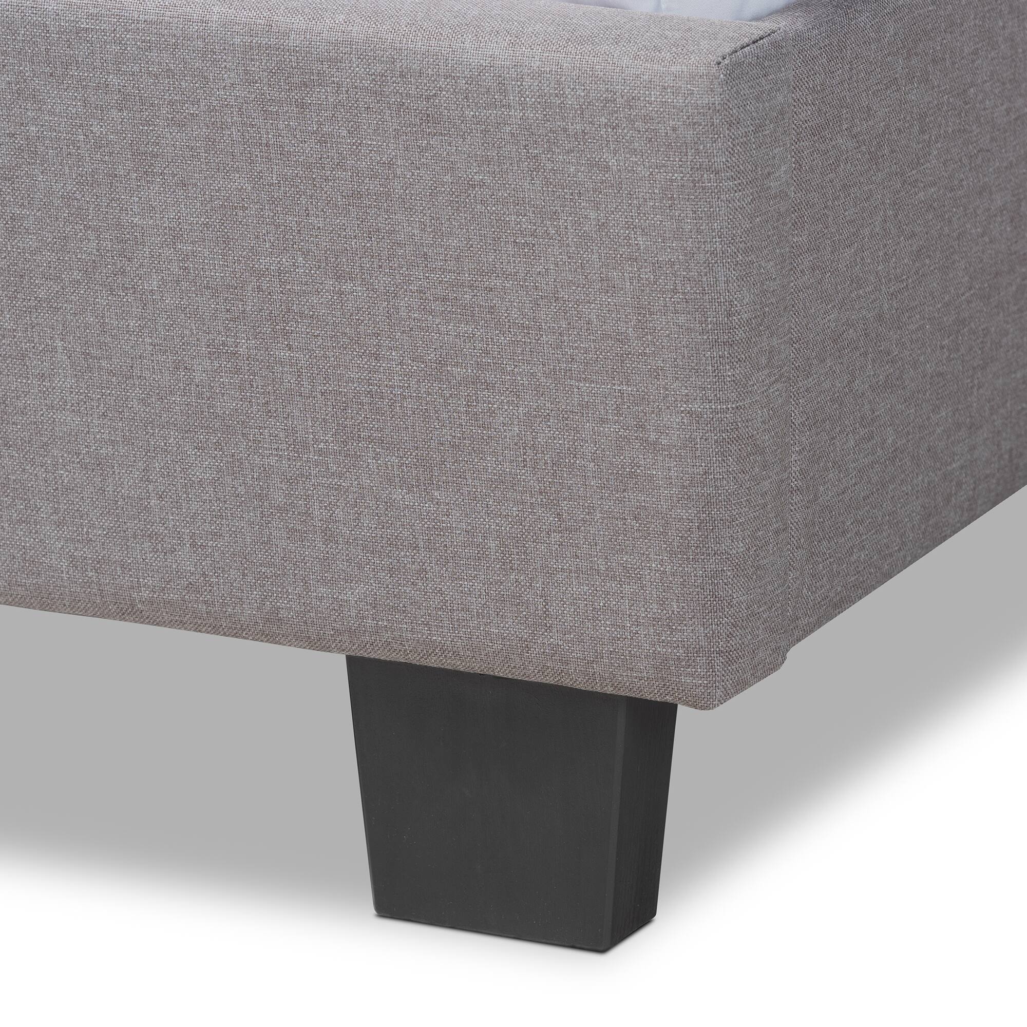 Alt View 1. Baxton Studio - Ansa Modern and Contemporary Fabric Upholstered Bed - Grey/Black.