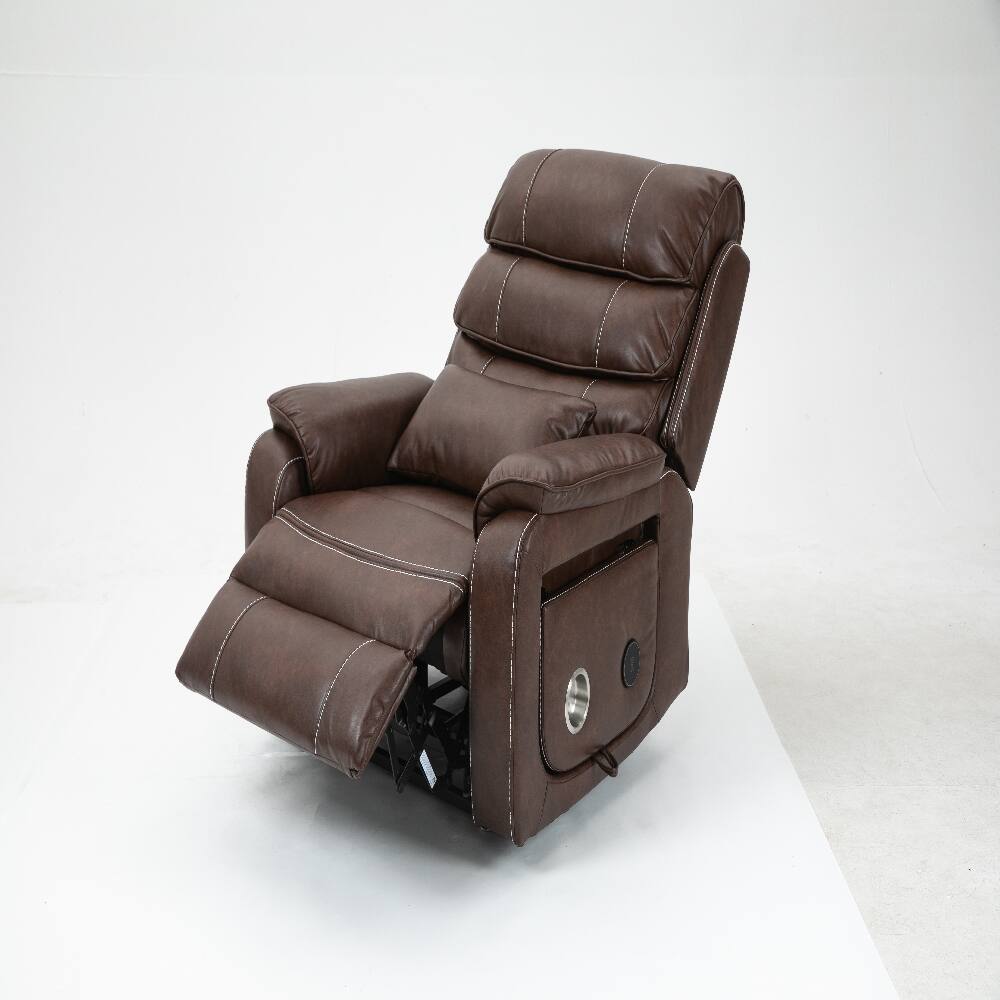 Alt View 8. Loheer - Loheer Power Lift Recliner 180 Degree Lay Flat Big and Tall - Brown.
