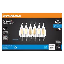 Sylvania - Truwave B10 E12 (Candelabra) LED Bulb Daylight 40 Watt Equivalence 6 pk