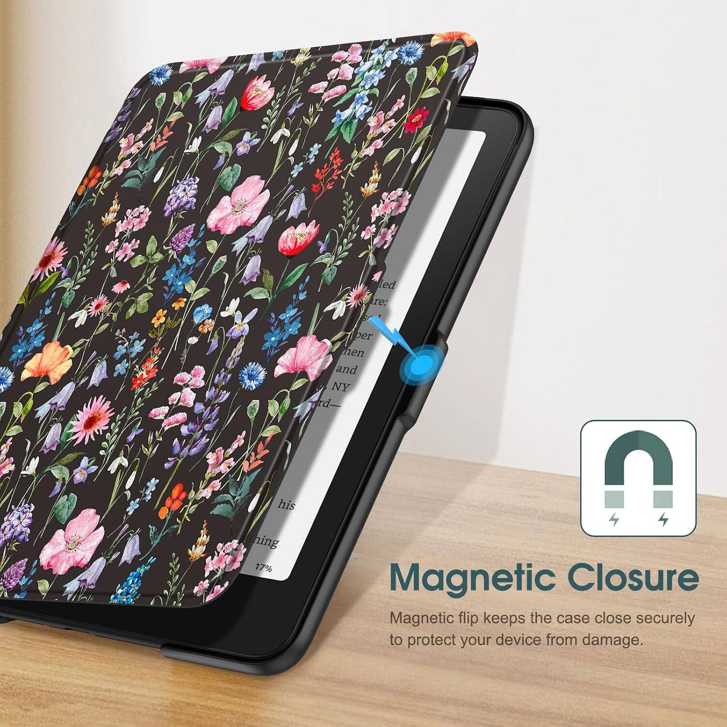 Magnetic Closure  
Magnetic flip keeps the case close securely to protect your device from damage.