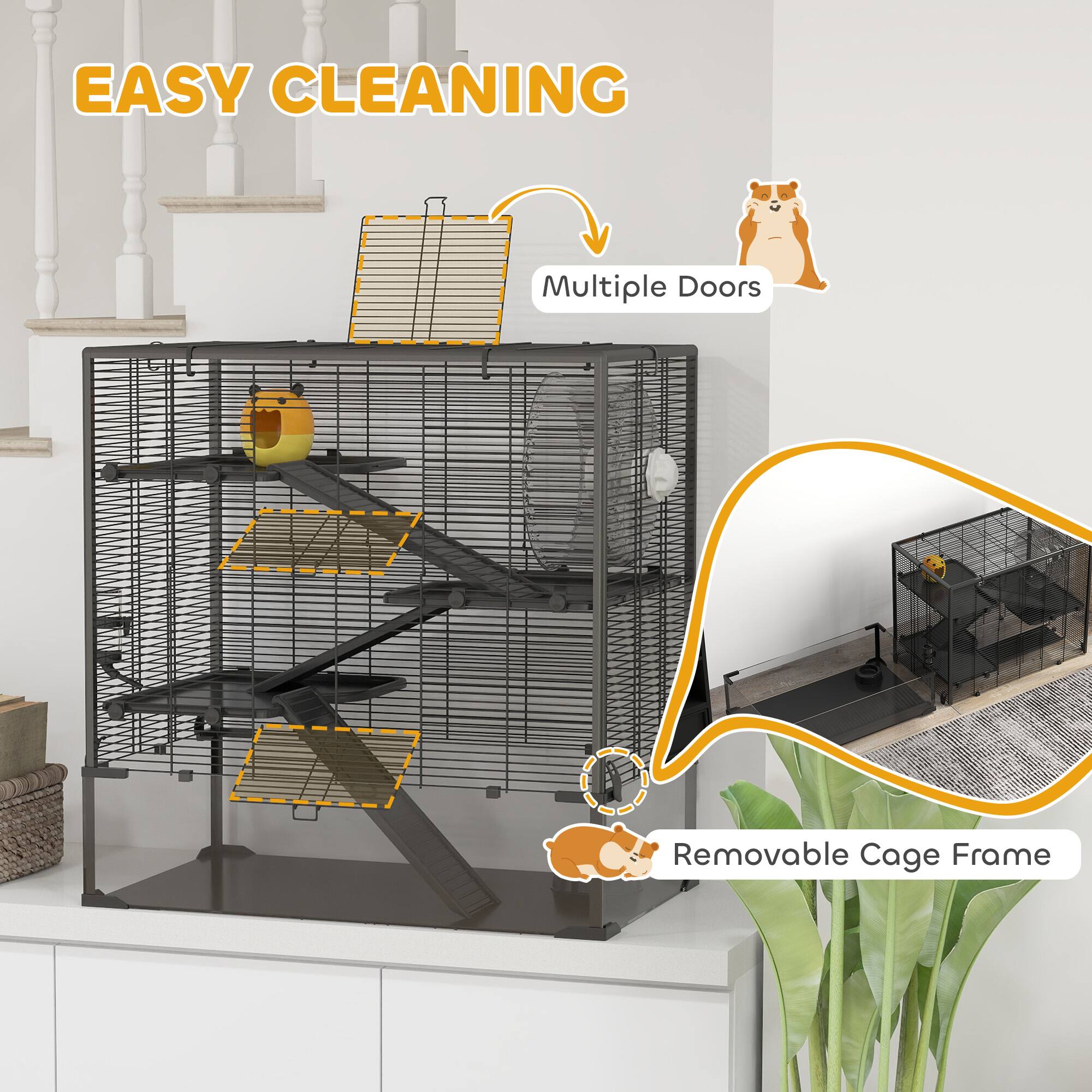 EASY CLEANING

Multiple Doors

Removable Cage Frame