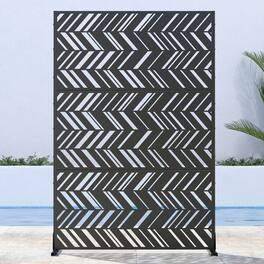 PexFix - 72 in. x 47 in. Christopher Pattern Metal Outdoor Privacy Screen & Panels, Freestanding Garden Divider Fence - Black