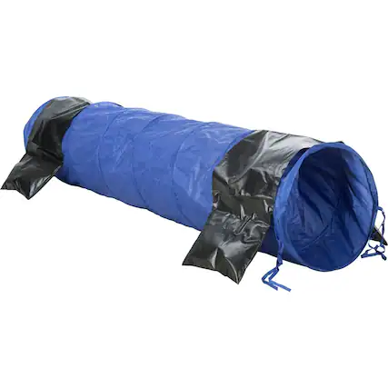 Front. TRIXIE - Dog Agility Tunnel 6.5', Portable Dog Training Tunnel, Obedience - Blue.