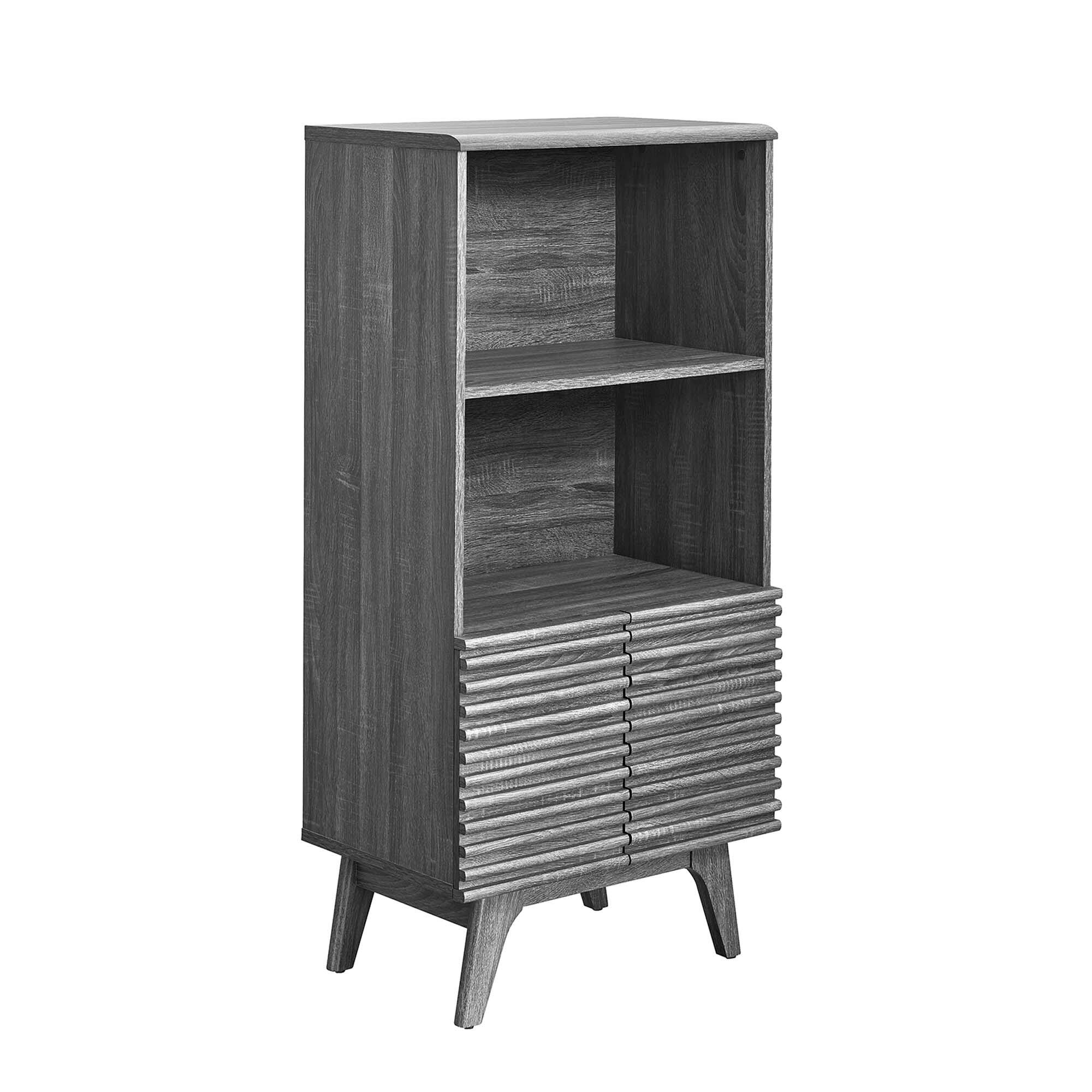 Angle. Modway - Render Display Cabinet Bookshelf by Modway - Charcoal.