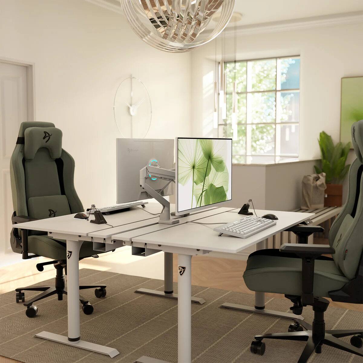 Alt View 3. Arozzi - Arena Nordico Electric Standing Desk - White - White.