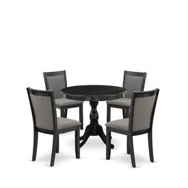 East West Furniture - 5-Piece Dining Room Table Set Contains a Modern Dining Room Table and 4 Baby Blue Linen Fabric - Multi-Color