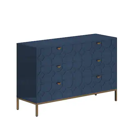 Front. Boyel Living - 31.77 in. H Freestanding Storage Cabinet Blue 6 Drawer Accent Cabinet - Blue.