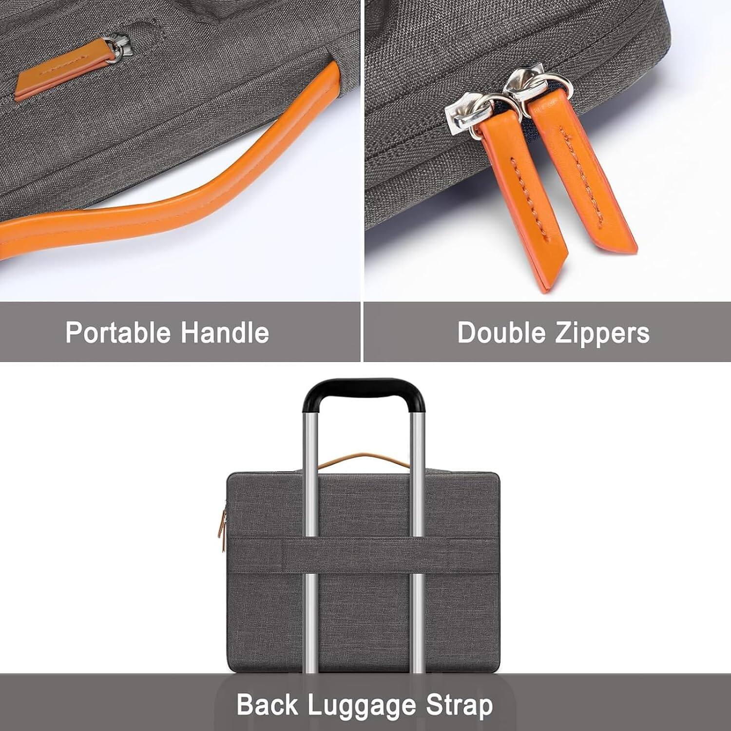 AA Portable Handle Double Zippers Back Luggage Strap