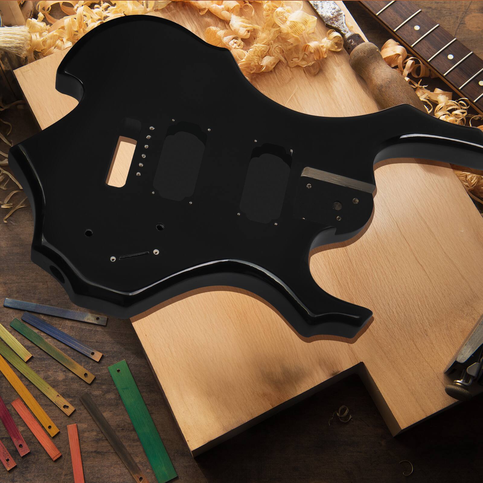 Alt View 4. Winado - DIY 6 String Guitar with Mahogany Body, Ebony Fingerboard and Maple Neck, All Components,Build Your Own Electric Guitar.