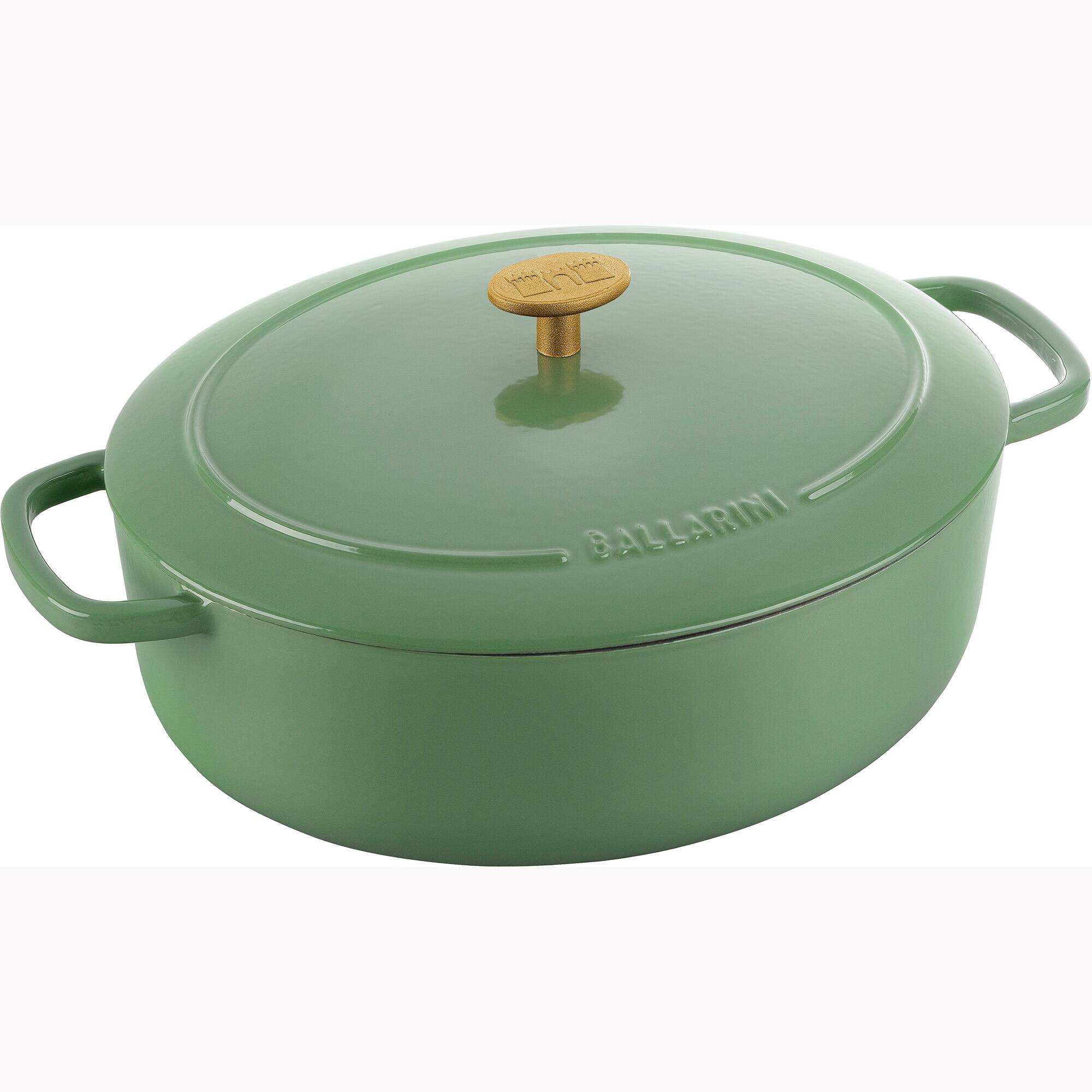 Front. Ballarini - Ballarini Bellamonte Cast Iron 4.75-qt Oval Dutch Oven - Saggio Green - Green.