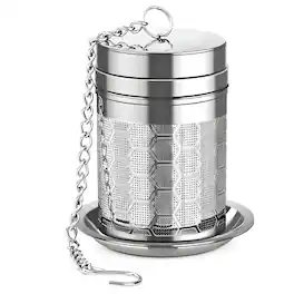 Kitcheniva - Fine Mesh Tea Infuser with Chain & Drip Tray - Stainless Steel