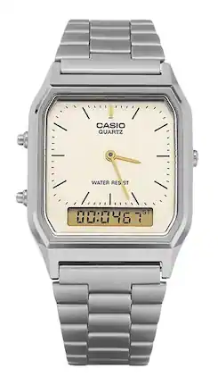 Casio - Vintage Analog Digital Gray Ion Plated Quartz AQ-230GG-9A Men's Watch - Silver