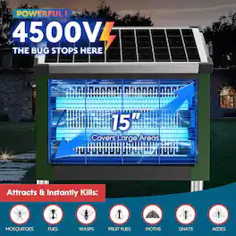 Solar & USB Powered Bug Zapper – 4500V Killing Grid, EPA Registered, Covers 2100 sq ft for Indoor/Outdoor