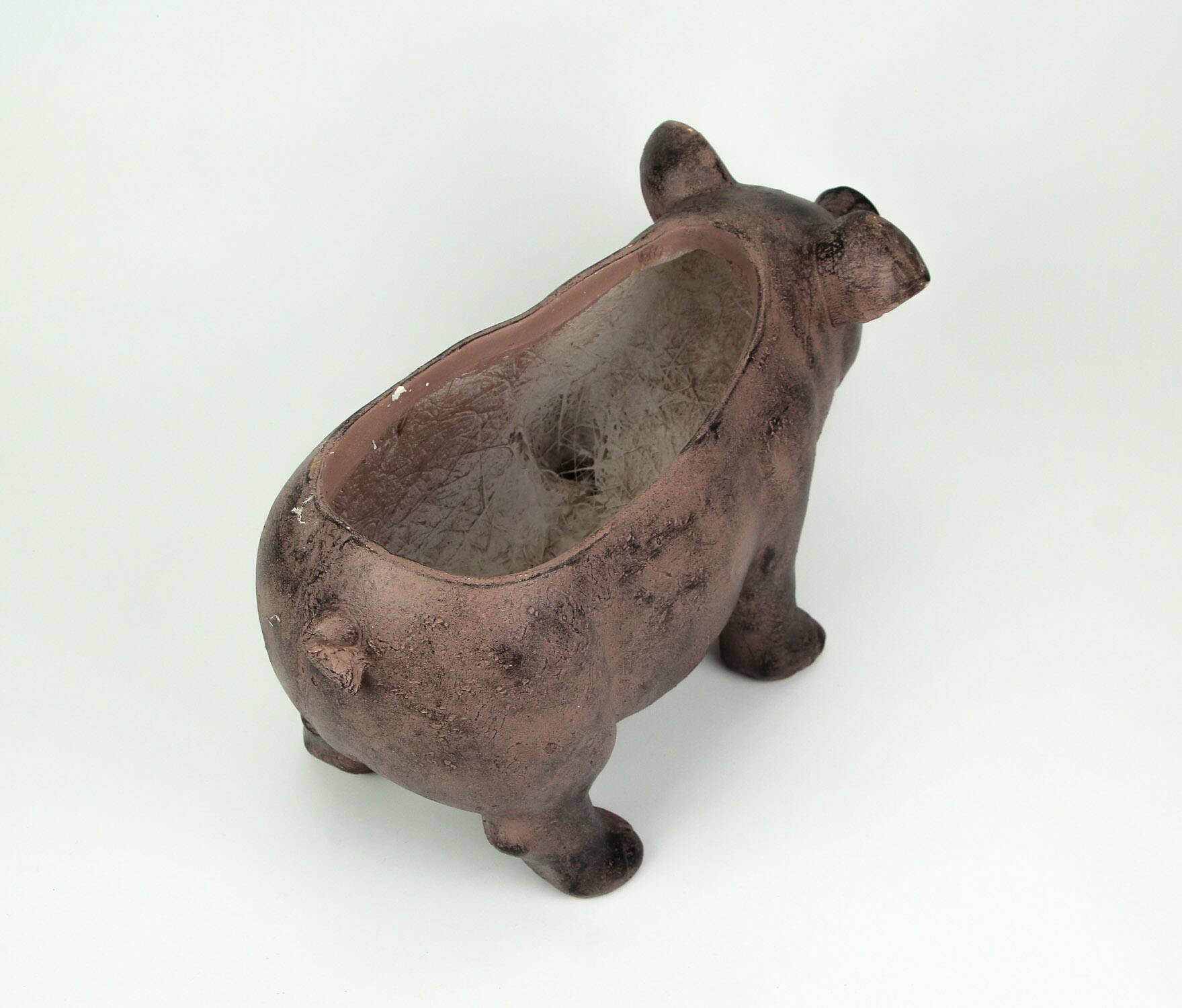 Alt View 6. Zeckos - 17 Inch Long Rustic Brown Finish Smiling Pig Planter - Brown.