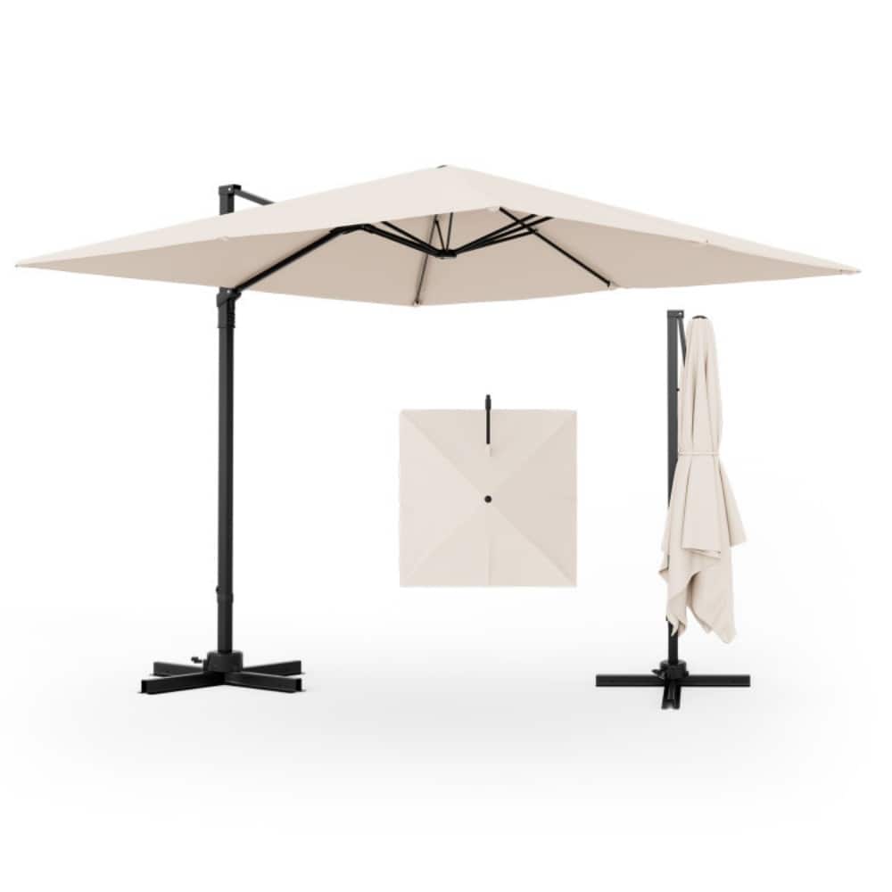 Mondawe - 9.5 Feet Square Patio Cantilever Umbrella with 360° Rotation - Beige