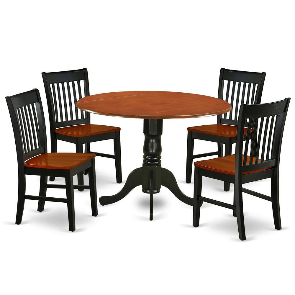 Back. East West Furniture - Dining Room Set Black & Cherry - Brown.