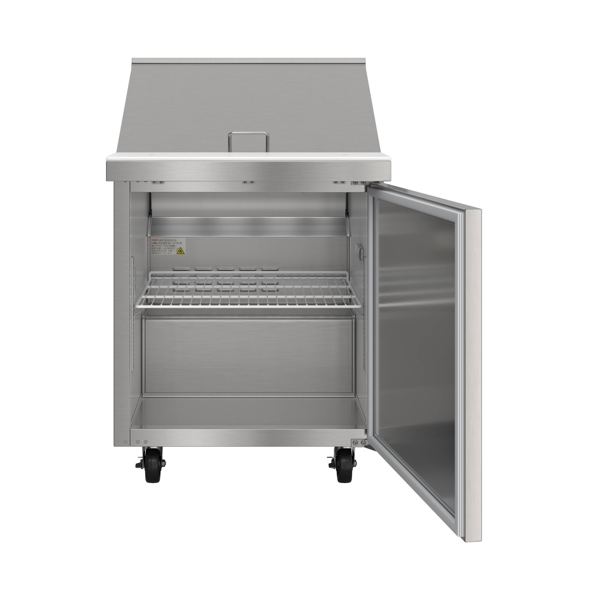 Alt View 4. Koolmore - 27 in. Commercial 1-Door Refrigerated Mega Salad and Sandwich Prep Table, 12 Pan Capacity and 7.1 Cu. Ft. of Storage - Stainless steel.