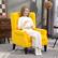 Alt View 1. Homcom - Mid-Century Modern Accent Chair, High Wingback Chair, Button-Tufted Upholstered Fabric Armchair - Yellow.
