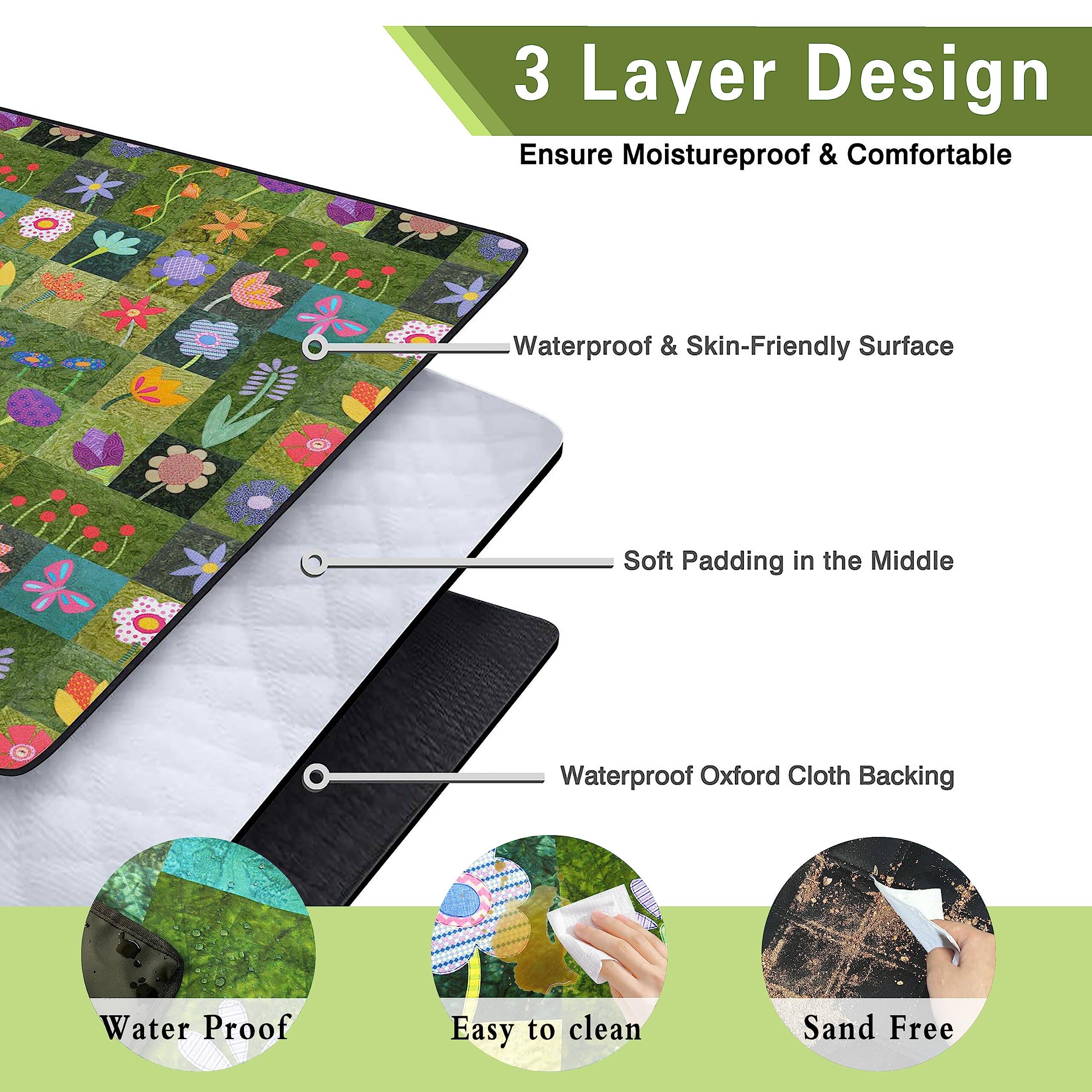 3 Layer Design  
Ensure Moistureproof & Comfortable  

- Waterproof & Skin-Friendly Surface  
- Soft Padding in the Middle  
- Waterproof Oxford Cloth Backing  

Water Proof  
Easy to clean  
Sand Free