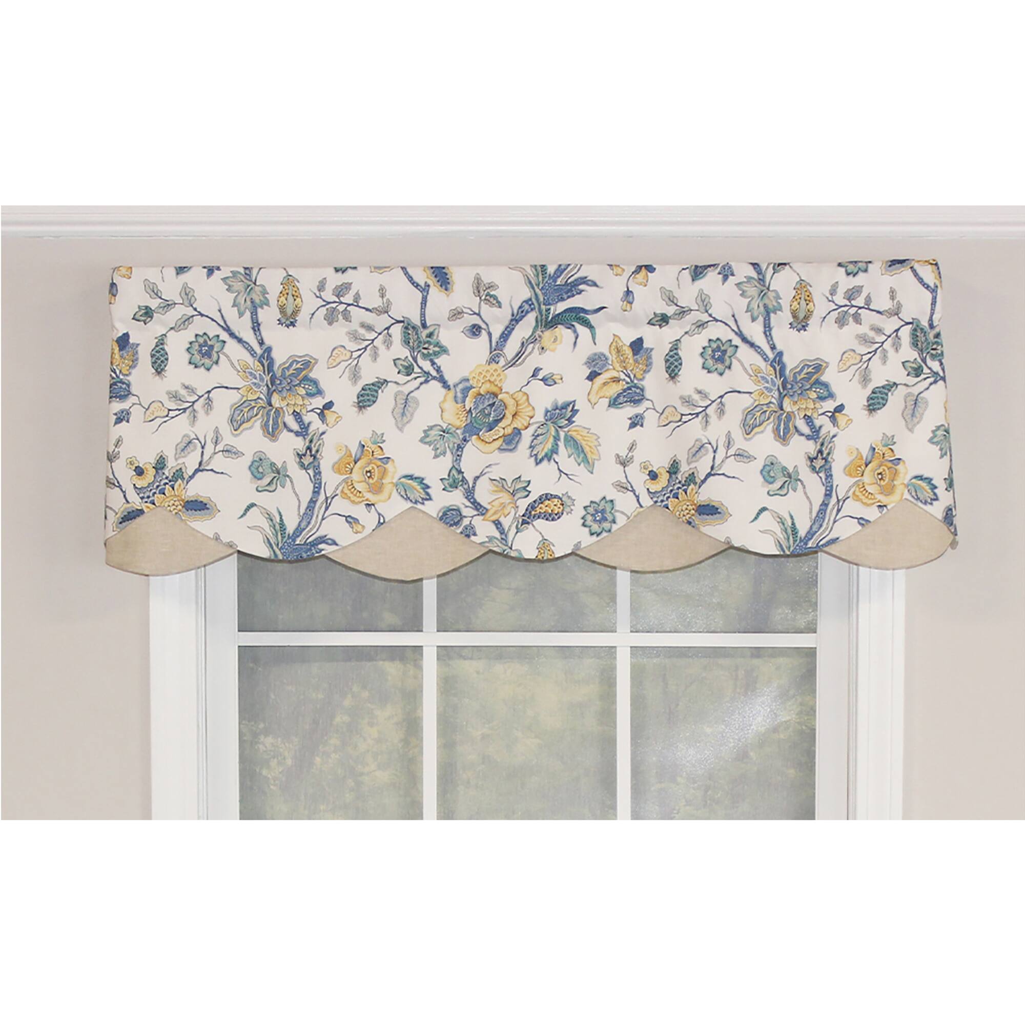 Angle. RLF Home - RLF Home Gianna Petticoat Valance White. 3"Rod Pocket, Contrast Bottom fabric. 50" x 15" - White.