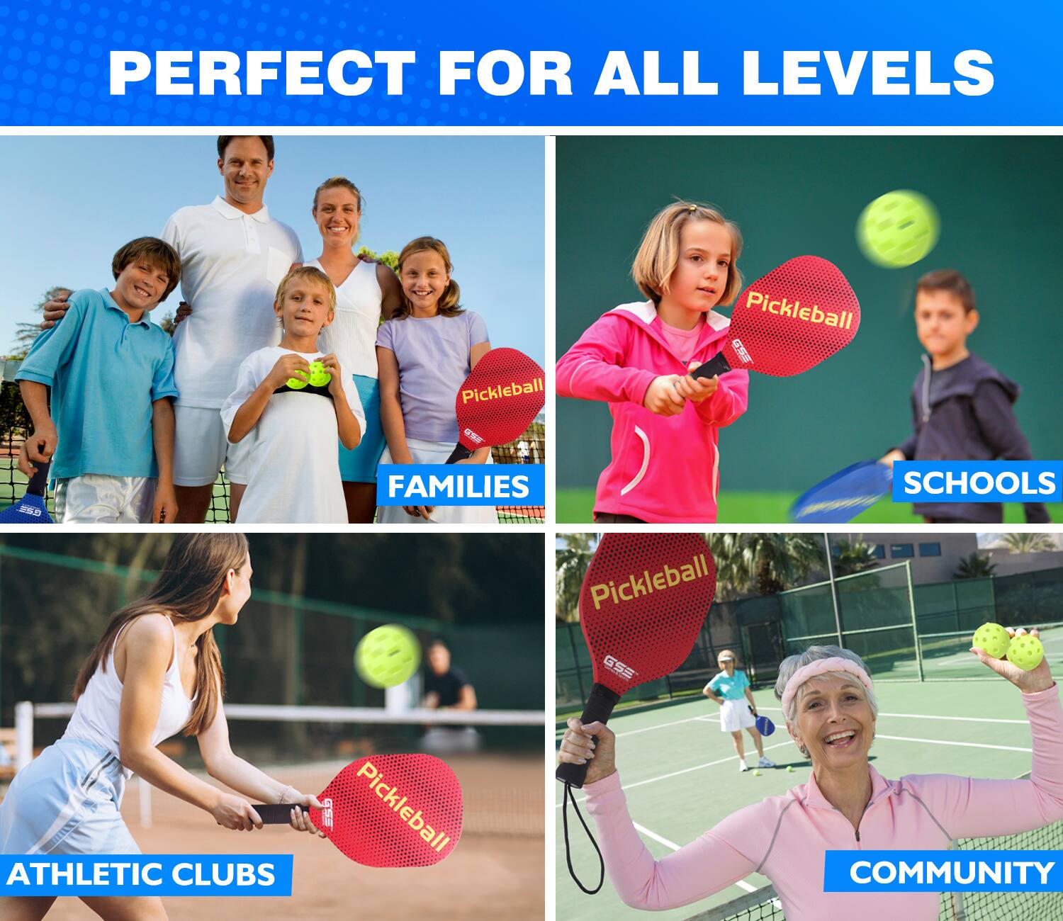 PERFECT FOR ALL LEVELS
FAMILIES
SCHOOLS
ATHLETIC CLUBS
COMMUNITY
