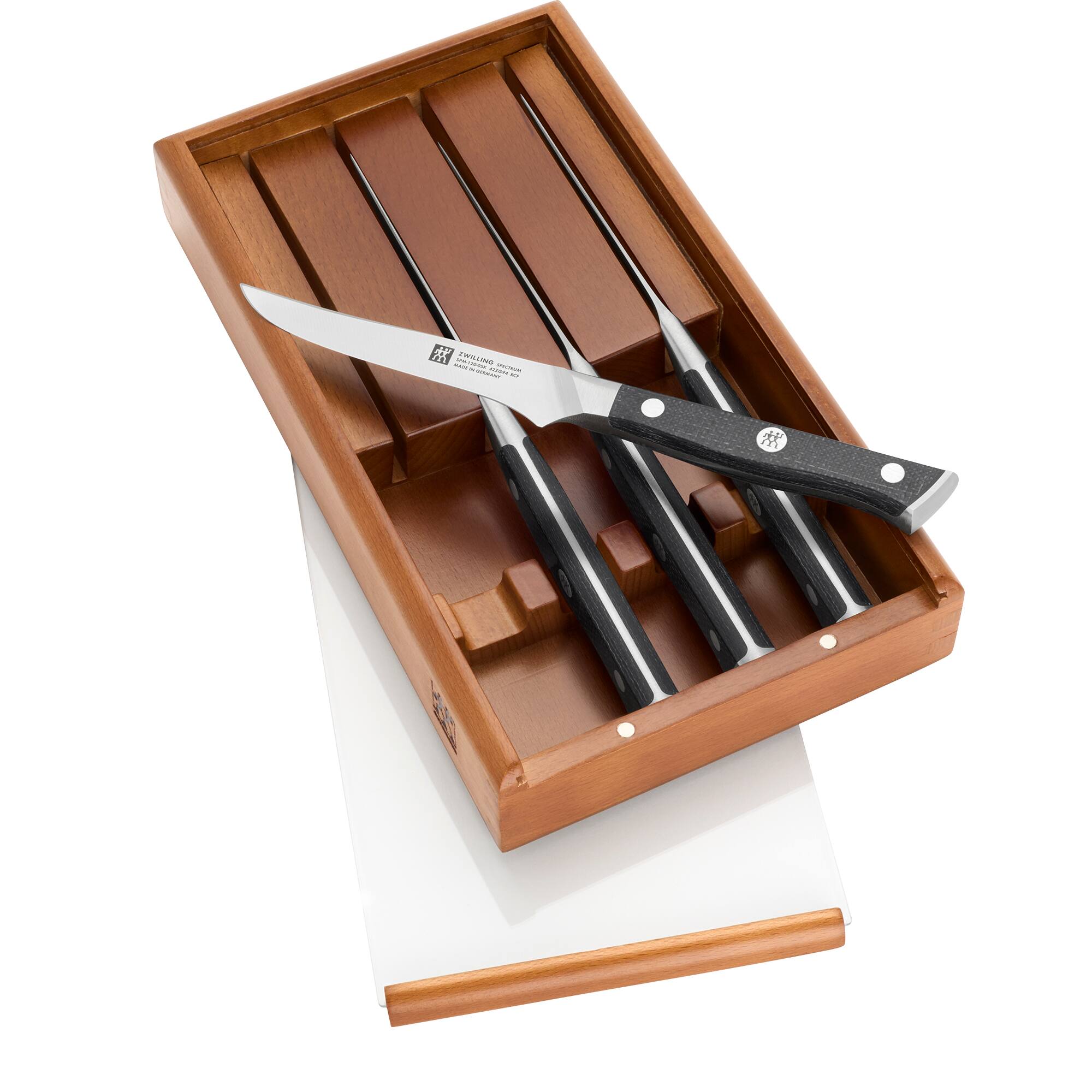 Alt View 3. ZWILLING - ZWILLING Spectrum 4-pc Steak Knife Set with Wood Presentation Box - Black.