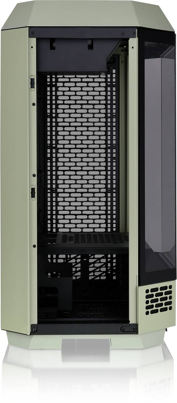 I'm sorry, but the text "FOO 000 dod do" does not make sense and does not provide any context or information about the image. The image shows a large, green computer tower with a glass door.