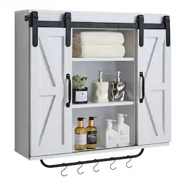 VEVOR - Bathroom Wall Cabinet, 2 Doors and Adjustable Shelf, Over the Toilet Storage Medicine Cabinet Wall Mounted - White