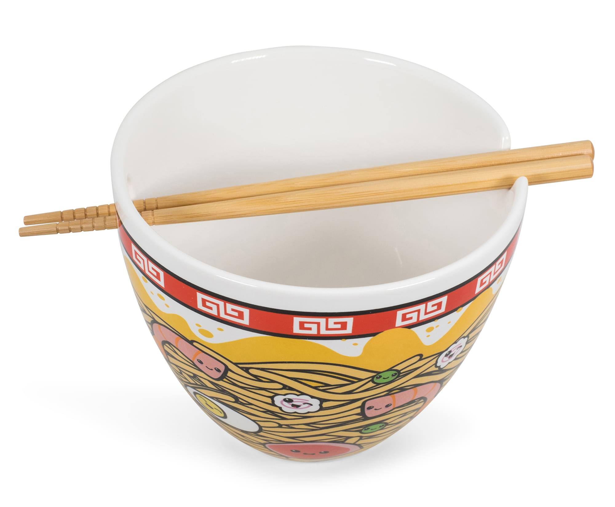 Alt View 1. Toynk - Sunken Noodles Japanese Dinnerware Set | 16-Ounce Ramen Bowl and Chopsticks - White.