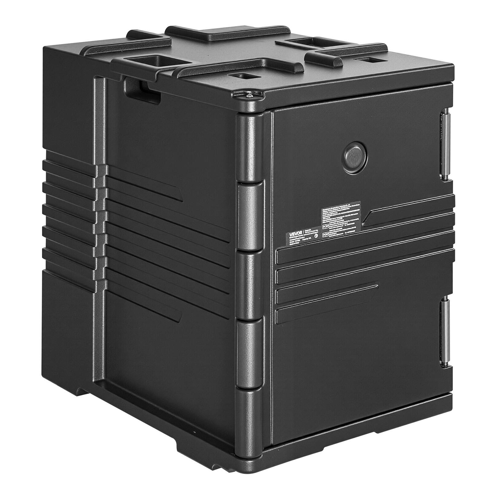 Alt View 5. VEVOR - Insulated Food Pan Carrier, 95 Qt Non-Electrical Food Warmer, with Wheel & 304 Stainless Steel Latch, LLDPE Stackable - Black.