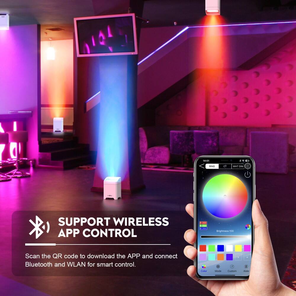 14:00 + SENO ch WIHT DI SUPPORT WIRELESS APP CONTROL . IS . 255 Brightness100 Scan the QR code to download the APP and connect Bluetooth and WLAN for smart control. Color Mode Custom a Aisle

---

SUPPORT WIRELESS APP CONTROL

Scan the QR code to download the APP and connect Bluetooth and WLAN for smart control.