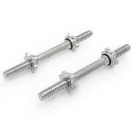 Sunny Health & Fitness - Standard 14” Threaded Chrome Dumbbell Bar Set with Star-Lock Collars - Silver