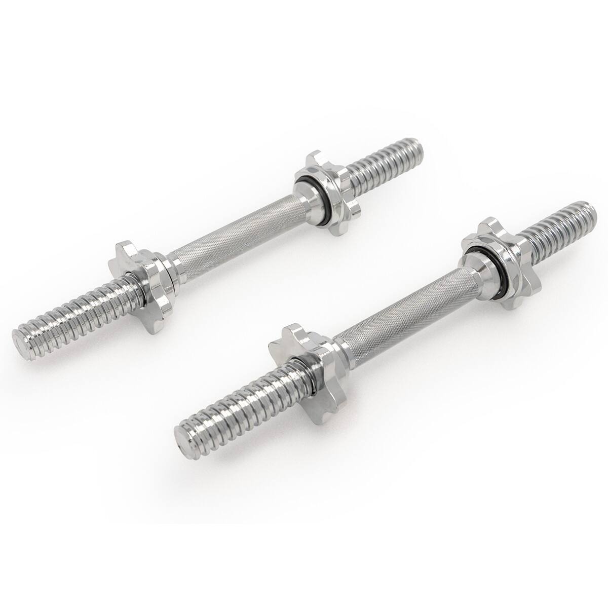 Front. Sunny Health & Fitness - Standard 14” Threaded Chrome Dumbbell Bar Set with Star-Lock Collars - Silver.