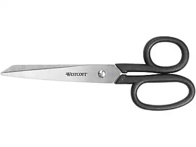 Front. Westcott - All Purpose Kleencut 7" Stainless Steel Scissors, Pointed Tip - Black.