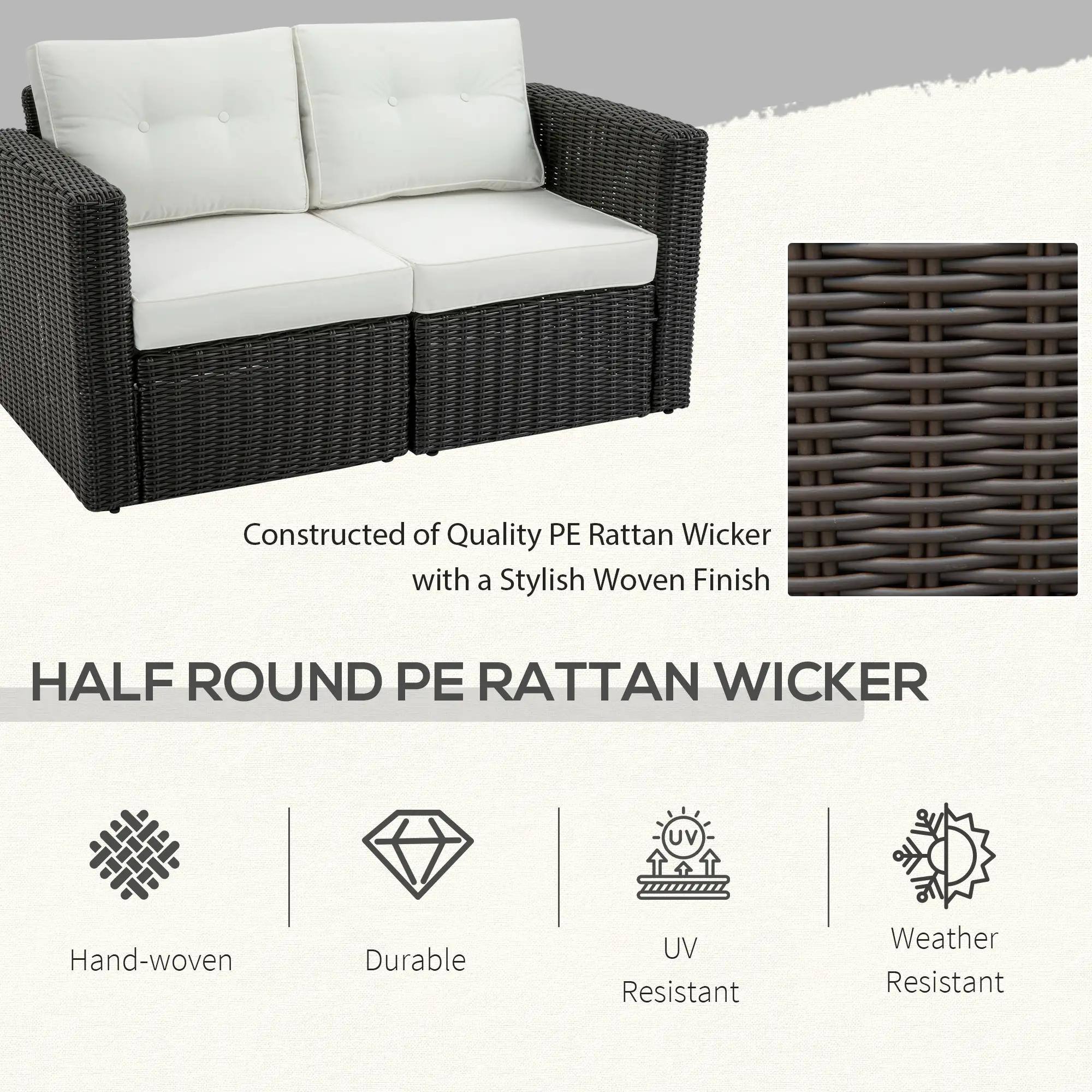 Constructed of Quality PE Rattan Wicker with a Stylish Woven Finish, HALF ROUND PE RATTAN WICKER, Hand-woven, Durable, UV Resistant, Weather Resistant