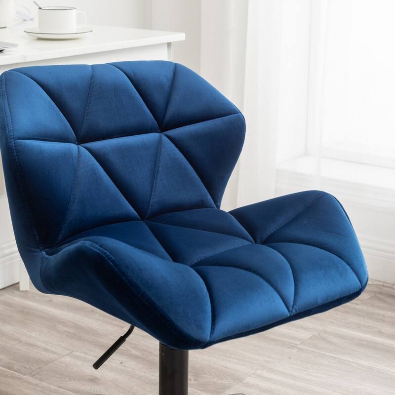 Alt View 4. HTUTWOO - Diamond Tufted Office Chair, 360° Swivel Adjustable Height, Velvet Fabric with High-Density Foam- for Home Office, Study - Blue.