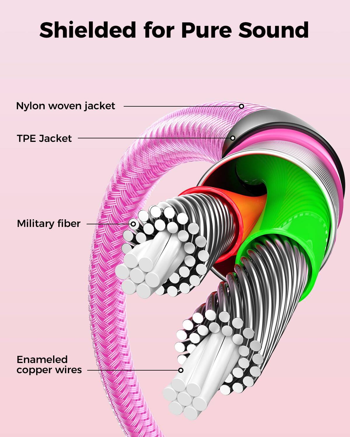 Shielded for Pure Sound

- Nylon woven jacket
- TPE Jacket
- Military fiber
- Enamelled copper wires