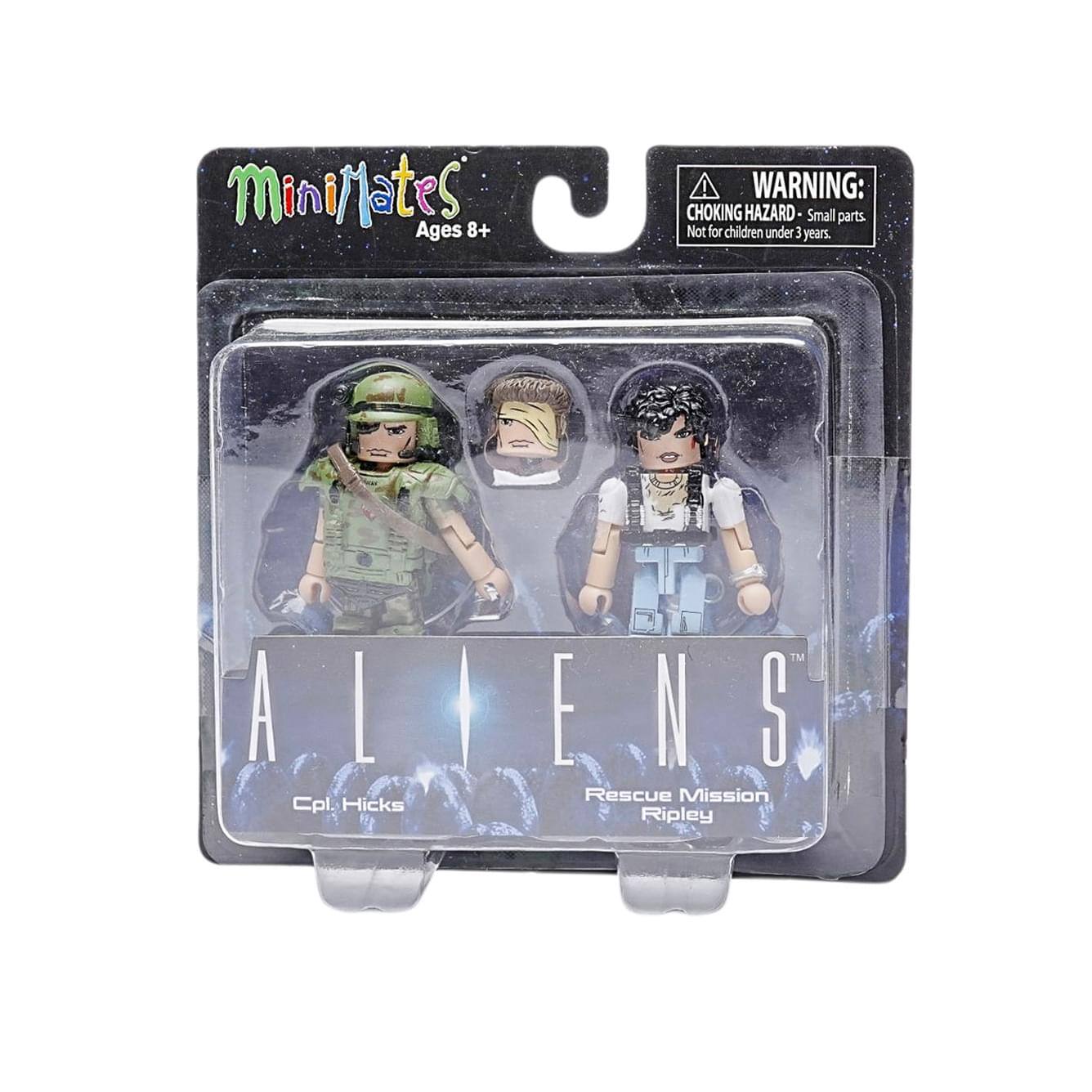 MiniMates  
Ages 8+  

WARNING: CHOKING HAZARD - Small parts. Not for children under 3 years.  

ALIENS  
Cpl. Hicks  
Rescue Mission Ripley