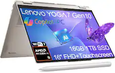 Lenovo YOGA 7 Gen10
Copilot+PC
Wi-Fi 7
AMD Ryzen AI 5
16GB 1TB SSD
16" FHD+ Touchscreen